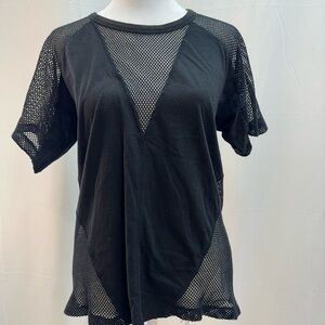T Alexander Wang Black Mesh Short Sleeve Top XS